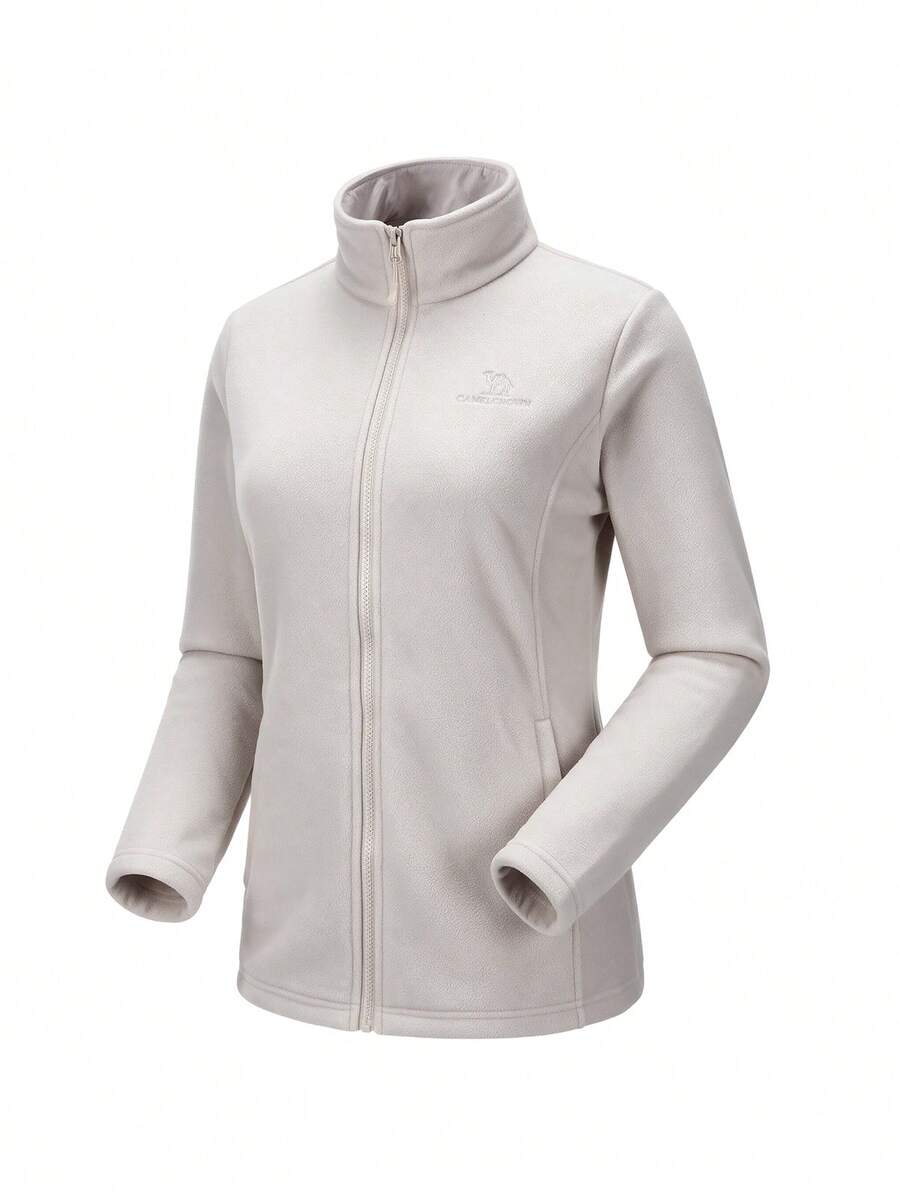 CAMEL CROWN Women's Fleece Jacket, Stand Collar Full Zip Soft Cozy Outdoor Jacket For Casual Hiking Sports - Gray Card - View 1