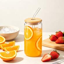24pcs/Set Glass Cups With Lids And Straws, 16oz Glass Coffee Cups, Iced Coffee Cups With Lids And Straws, Suitable For Home Gatherings, Parties, Weddings And Mother's Day Gifts - Clear - View 4