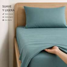 POLIGONO Sheet Sets With Pillowcases - Teal Blue - View 3
