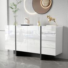 Sideboard Black With Storage With Drawers With Doors Made Of Wood For Dining Room And Living Room - 黑與白 - 查看 10