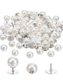 Faux Pearl Buttons, Unisex, No-Sew Design, Reusable (10mm), Detachable; Suitable For Shirts, Dresses, Sweaters, Suspenders, Skirt Clips And Other Clothing And Handmade Crafts, Also Suitable For Weddings And Other Occasions. - A - View 1