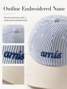 1pc Striped Fresh Design Embroidered Name Baseball Cap, Customizable With Your Name, Fashionable Suitable As Her Birthday Gift, Graduation Gift, Back To School Gift - Multicolor - View 5