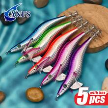 ANFS 5pcs Squid Fishing Lure -Egl Lure Fishing Bait Squid Jigs For Octopus Cuttlefish, Saltwater Hard Bait - Multicolor - View 5