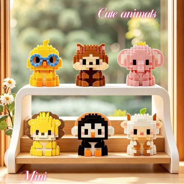 Cute Animal Micro Particle Building Blocks Ornament Model, ABS Resin Material, 3D Assembly Blocks, Develop Children's Fine Motor Skills And Hand-Eye Coordination, Improve Concentration And Patience, Gift For Children, Soft Stress Relief Trinket, Classroom Reward Small Gift, Warm Healing Desk Ornament, Back To School Small Gift, Birthday And Holiday Fashion Small Gift