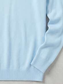 GRDR Men's Versatile Solid Color Crew Neck Long Sleeve Casual Sweater - Baby Blue - View 7