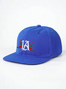 1件刺繡LA玫瑰平帽簷棒球帽，個性化字母刺繡棒球帽，街頭時尚五片帽，戶外防曬休閒帽，春秋冬旅行海灘度假 - 棒球帽 - 查看 20