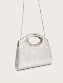 AIBBYDAR Women's Clutch Bag, Premium Handbag, Banquet Wedding Dress Matching Crossbody Clutch - Silver - View 4