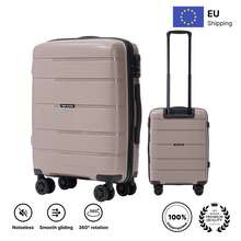 W WINGS 3 PiecesLuggage Set (20", 24", 28") | ABS+Hard Shell Suitcase, Combination Lock, Telescopic Handle, 360° Spinner Wheels - Champagne - View 7