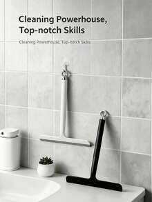 2pcs Glass Surface Cleaner And Silicone Material Scraper With Convenient Handle, Hook For Hanging Storage, Saving Space. Suitable For Bathroom, Shower, Kitchen, Mirror, Tile, Countertop - Multicolor - View 4