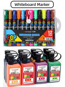Back To School Season Colorful Whiteboard Marker Set 12 Colors, Erasable Markers, Smooth Writing, Easy To Erase, Multi-Color Ink For Teachers And Students, Perfect For Classroom Use - Multicolor - View 3