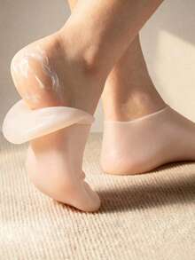 1/2 Pairs Reusable Silicone Foot Mask Set, Waterproof & Moisture-Locking, Soft & Elastic & Breathable, Suitable For Home Essential Oil Care, Improves Rough Skin & Dry Lines, Unisex Winter Skincare Tool - Multicolor - View 1