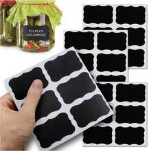 24 Pcs Self Adhesive Jar Labels In PVC, Reusable Write On Stickers For Spices Preserves Containers And Storage, 5 * 3.5 Cm Black Labels For Easy Kitchen Office And Garden Organization, Ideal For Jars, Boxes And Decorations - Black - View 1