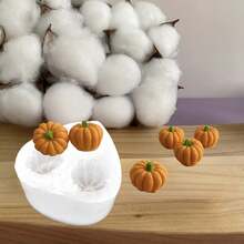 Mini 3-Cavity 3D Pumpkin Silicone Mold, Halloween Atmosphere Candle Pumpkin Soap Clay Handmade Gift Making Mold, Plaster Epoxy Resin Casting Mold, Home Decor - 3-hole Mini Pumpkin Mold - View 7