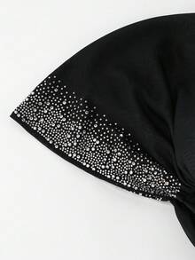 1PC Women's Rhinestone Instant Hijab, New Gradient Hijab Scarf, Fashion Slouchy Hijab Hat, Easy To Wear Casual Versatile For Daily Use - Black Gray-starry Diamond - View 7