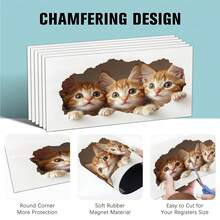 4PCS, 2D Flat Magnetic Vent Cover, Three Cats Peeking Through Holes Creative Sticker Pattern, 5.5*12IN, Suitable For Floor, Wall, Ceiling Vents, Home Decor - Multicolor - View 3