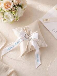 Personalized Lace Wedding Ring Bearer Pillow, Customized Name, Date & Text, Engagement Ceremony Ring Cushion, Romantic Bride Wedding Party Keepsake Gift - Multicolor - View 7