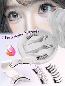 MAANGE [Soft Magnetic]1對磁吸假睫毛套組，貓眼狐狸眼款，自然豐盈、精緻美觀，附磁吸佩戴器，可重複使用，專業級磁吸假睫毛，便攜升級款，打造自然妝感，無需黏著劑，防風防水，全天舒適佩戴，加長眼尾設計，放大眼睛，旅行必備 - 彩色 - 查看 4