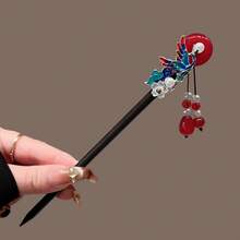 5pcs Shiny Bohemian Wooden Chinese Style Hair Sticks, Vintage High-End Sandalwood Hair Pins With Tassels And Dangles, Hanfu Wooden Hair Accessories, Suitable For All Seasons - Multicolor - View 7