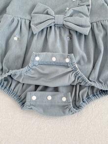 Infant & Toddler Spring/Autumn Embroidered Bow Long Sleeve Korean Style Girls Bodysuit - Dusty Blue - View 6