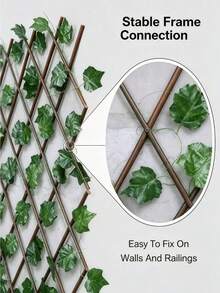 Limited Time Discount Retractable Faux Greenery Hedge Fence, Artificial Ivy Grape Maple Leaf Expandable Wooden Trellis Privacy Shield For Balcony Railing Outdoor Fence Garden Terrace Wall Decoration - Fence - View 5