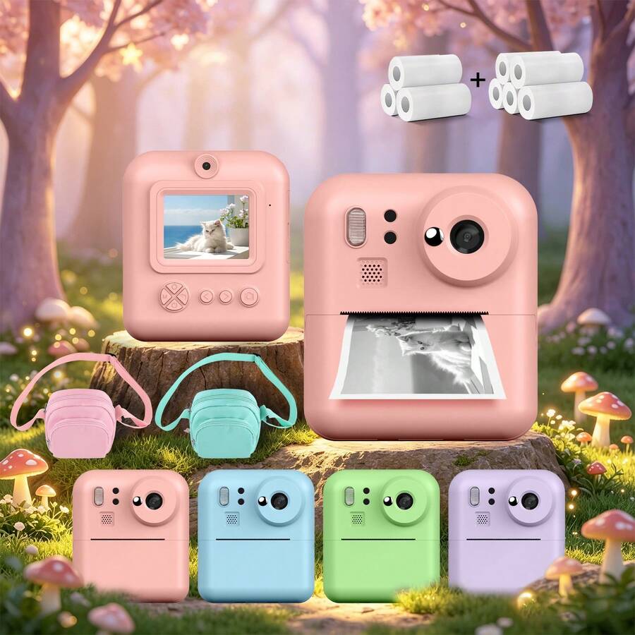 Instant Print Camera With 1080P HD Resolution Portable Photo Printer With Print Paper Multi Functional Device For Memory Preservation And Creative 1300mAh Rechargeable Battery For Beginners Travel Photography And Special Occasions With Studio Feature