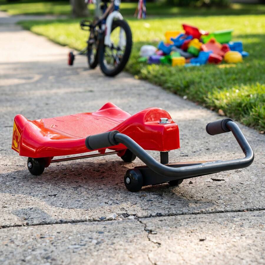 1 Drift Sitting Manual Scooter With Sponge Grip-Red/Blue, Made Of High Strength Metal/Plastic, Sponge Grip Comfortable Experience, Suitable For Courtyard, Home, Outdoor, Enhancing Children's Concentration And Coordination, The Best Gift For Children - Red - View 1