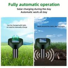 2 buah Pengusir Hewan Ultrasonik Bertenaga Surya IP44, Dengan Sensor Gerak - Cocok untuk Kucing, Anjing, Tupai, Rakun, Rusa, Ular, Tikus Tanah, Tikus Sawah, Tupai Tanah dan Lainnya - Perlindungan Taman, Halaman, Pengendalian Hama Halaman | Pengusir Bertenaga Surya | Tahan Lama, Pengusir Hewan Bertenaga Surya dengan Teknologi Ultrasonik - beraneka warna - View 7