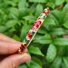 Handmade Enamel Bracelet, Rhinestone Enamel Shiny Thin Bracelet, Fashionable Cute Colorful Gold-Plated Vintage Bracelet, Stackable, Gift For Wife Or Friend - Grape Diamond Bracelet - View 19