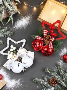1pc Christmas Star Bell Hanging Ornament, Hemp Rope Wrapped Frame With Pine Cone, Christmas Tree Decoration, Christmas Home Decor, Suitable For Christmas Tree, Window Display, Holiday Party And Winter Festive Atmosphere - Multiple Colors and Styles - View 9