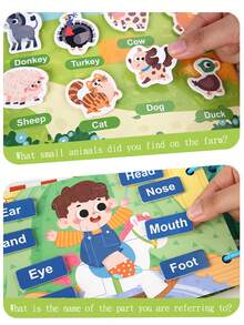 1pc Children's Early Education Quiet Sticker Book, Common Knowledge Cognitive Repeated Word Recognition Educational Montessori Baby Sticker Book Toy - Quiet Book - View 12