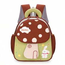 1pc Forest Fairy Tale Style Children's Backpack, Mushroom House & Rabbit Pattern Kindergarten School Bag For 3-5 Years Old Boys & Girls, Lightweight Double Shoulder Storage Bag - Multicolor - View 2