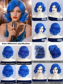 Women Retro Short Finger Wave Wig Multi Color Options High Temperature Synthetic Hair Breathable Mesh Cap Vintage Flapper Cosplay Wig For Retro Themed Party Halloween Carnival Costume Dress Up - Multicolor - View 7