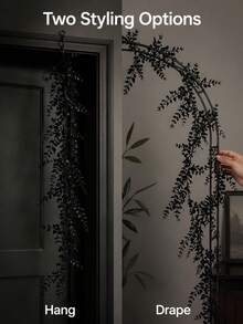 1件裝黑色尤加利花環人造懸掛植物藤蔓，適用萬聖節餐桌、壁爐、正門家居裝飾，聖誕節 - 彩色 - 查看 8