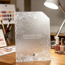 1pc Shell Texture Nail Art Display Stand, Large Capacity Fake Nail Sample Storage Rack, Floral Pattern Transparent Display Board, Nail Color Card Manicure Photography Prop Background Board - Multicolor - View 12