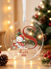 Custom Monogram Christmas Ornament, Personalized Name & Initial Tree Hanging Decor, Festive Snowman Holiday Accent, Customized 2026 Christmas Keepsake, Customizable Christmas Tree Decoration, Gift For Family And Friends, Room Decor, Christmas Gift - Style B - View 5