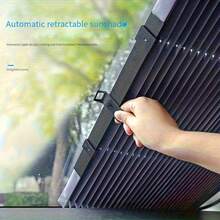 1x Dual-Mode Smart Car Sunshade - Magnetic Design With Automatic Retractable Function; Suitable For Front And Rear Windows; Portable Summer Car Accessory Designed For High-Temperature Environments. - A - View 1