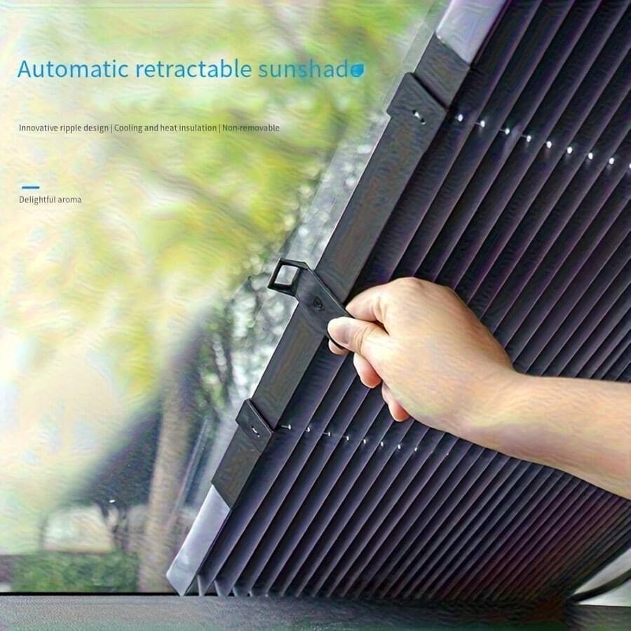 1x Dual-Mode Smart Car Sunshade - Magnetic Design With Automatic Retractable Function; Suitable For Front And Rear Windows; Portable Summer Car Accessory Designed For High-Temperature Environments. - A - View 1