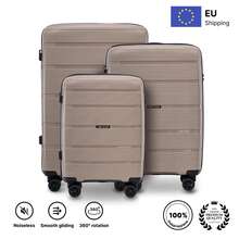 W WINGS 3 PiecesLuggage Set (20", 24", 28") | ABS+Hard Shell Suitcase, Combination Lock, Telescopic Handle, 360° Spinner Wheels - Champagne - View 2