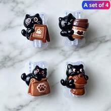 ABS Resin Cable Protector: Protect Your Cables From Damage And Peeling. Type-C Data Cable Protector, Charging Cable Protector, Fashionable Accessory With Cute Cat Coffee Cup Theme Decoration - Coffee Cat - View 9