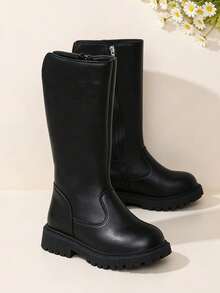 2026 New Korean Style Elegant High-Top Riding Boots For Girls, Anti-Collision Toe Cap, Wear-Resistant Thick Sole, Soft Matte Upper Chelsea Boots, Comfortable Fashion, Versatile For Campus, Outdoor, Spring/Autumn/Winter, Black Long Boots - Black - View 8