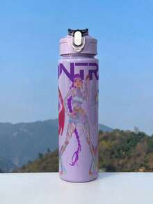 KPop Demon Hunters 1pc K-Pop Demon Hunter Girl Group 5-Color Cartoon Anime Style Anti-Spill Flip Lid Sports Water Bottle, Back To School Essential, Car Accessory, Portable & Fashionable Design, 800ml-27oz Travel Cup With Strap, Straw And Lid, Cute Design, High Quality, Leak-Proof, Shock-Resistant, Durable Outdoor Sports Water Cup, Large Capacity Portable Cup, Suitable For Short Trips, Hiking, Picnic, Running, Fitness, Mother's Day, Halloween - One Size Fits All - View 14
