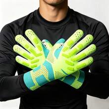 1 Pair Football Goalkeeper Gloves, Finger Protection Gear, Anti-Slip, Durable Training Gloves - Green - View 4