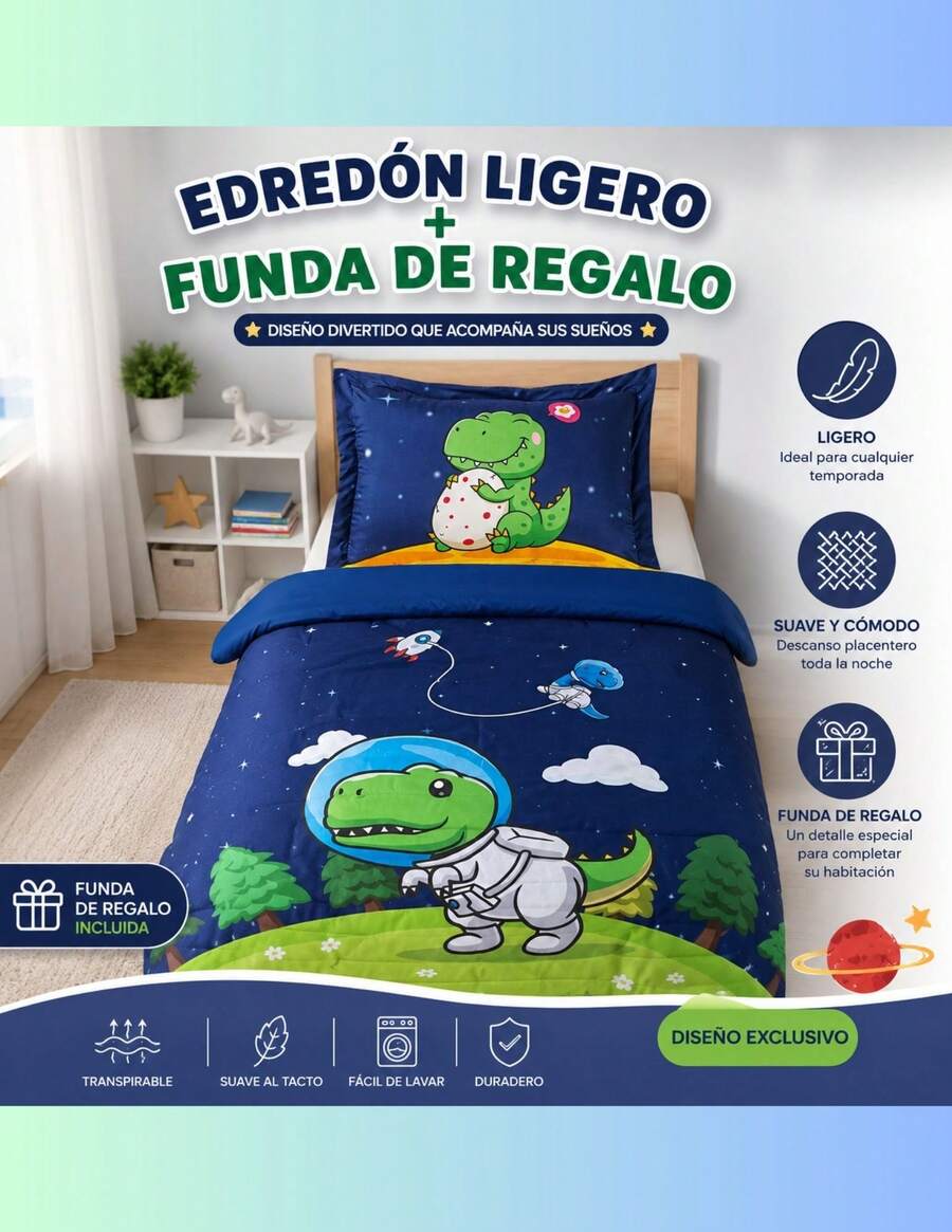 Lightweight Single Duvet With Included Cover – Perfect For All Seasons BEAUTTY HOME - DINO ASTRO - View 1