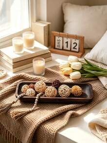 1個 16英吋裝飾碗盤桌面裝飾：木製麵團碗，適合居家裝飾；鄉村風蠟燭台，適合餐廳、廚房檯面；農場風長條窄盤，適合婚禮、派對、聖誕節、情人節裝飾 - 彩色 - 查看 12