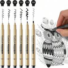 Bộ 12 bút vẽ viền Micro-Liner ngòi nhọn, nhiều kích cỡ, mực đen, chống nước, bút marker phác thảo cho họa sĩ, vẽ anime, viết nhật ký và đi nét - Màu sắc ngẫu nhiên - Xem 4