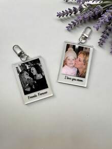 Custom Photo Acrylic Keychain, Personalized Couple Name Bag Charm, DIY Photo Key Chain, Cute Bag Pendant Accessory, Valentine's Day Gift - Multicolor - View 5