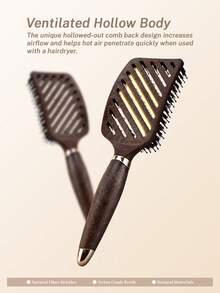 1pc Professional Detangling Brush With Box, Boar Bristle, Smooth Frizz, Suitable For Men & Women, Dry & Wet Use, Christmas Gift - Multicolor - View 4