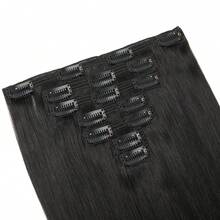 7Pcs Clip In Hair Extensions Real Human Hair Natural Black Straight Seamless Invisible Double Weft With Reusable Comfortable Secure Clip Ins For Women Can Be Styled For Daily - Natural Black - View 8