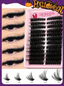 54/192/216/240pcs Cluster Lashes DIY Eyelash Extension C Curl Long Individual Lashes Mixed Tray Faux Mink Lash Clusters Extensions Lash Clusters,Eye Lash Clusters,Individual Eyelashes,Lashes,Fake Lashes - C - 查看 1