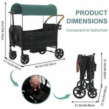 Multifunctional Camping Vehicle, Dual Push-Pull Mode Children's Camping Vehicle, Easy To Fold, Oversized Tires, Essential For Camping - 黑色 - 查看 2